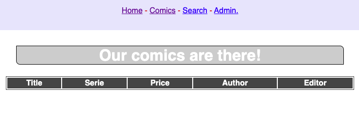 The "comics" table.