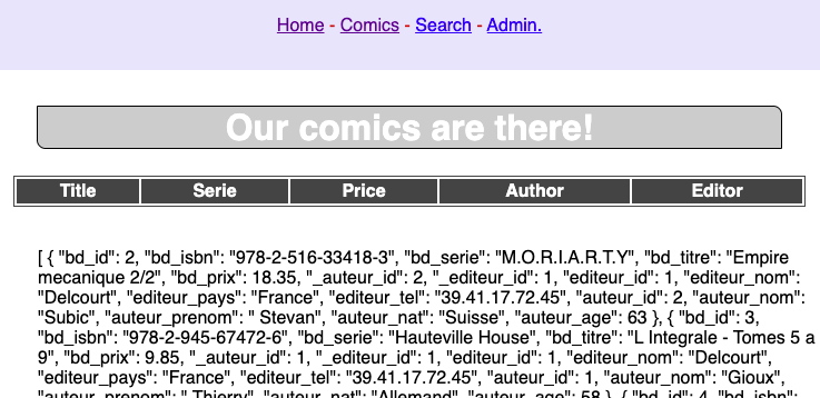 The JSON content displayed.