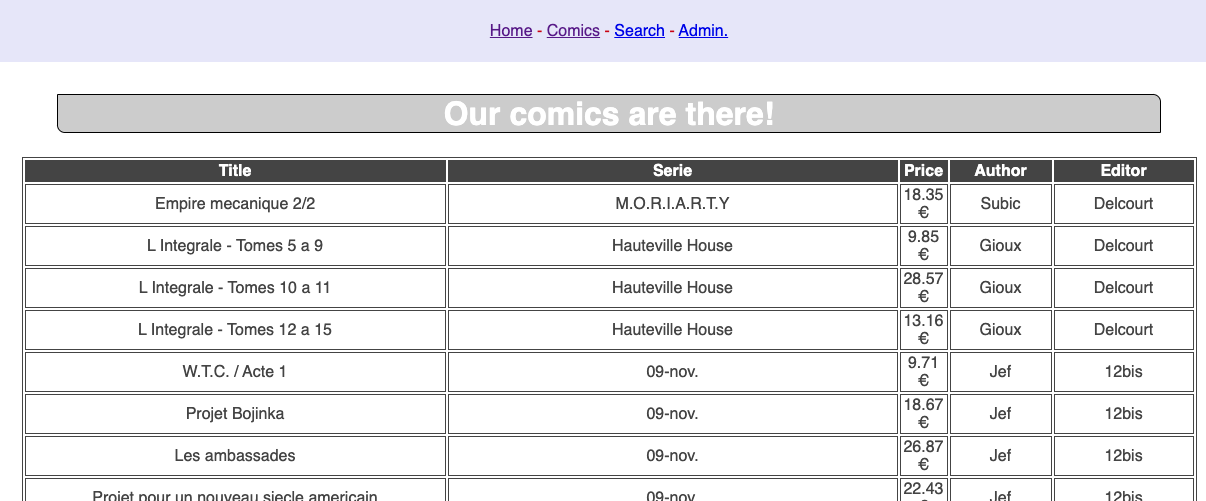 The "comics" page.